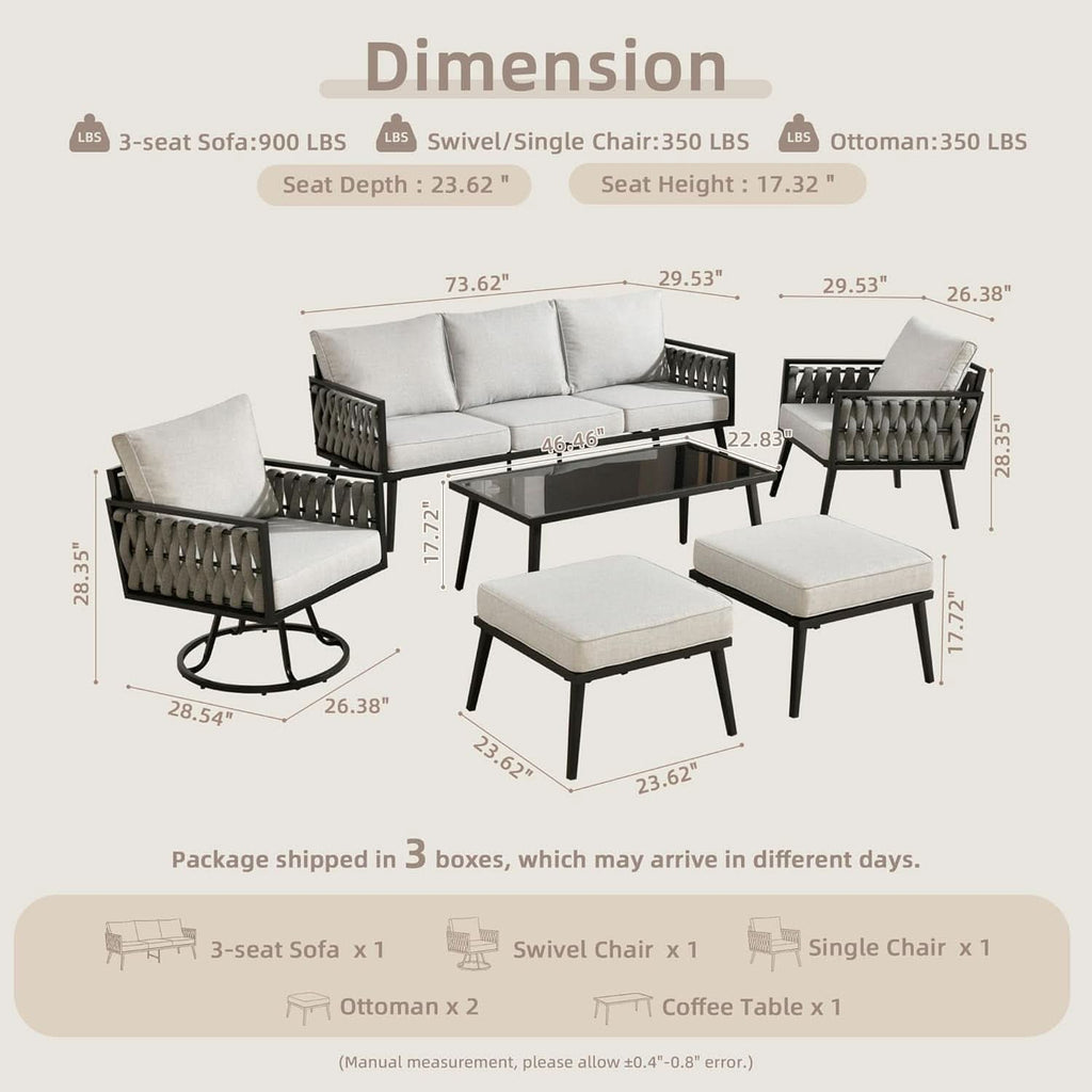 Outdoor Patio Furniture Set with Swivel Chair and Table