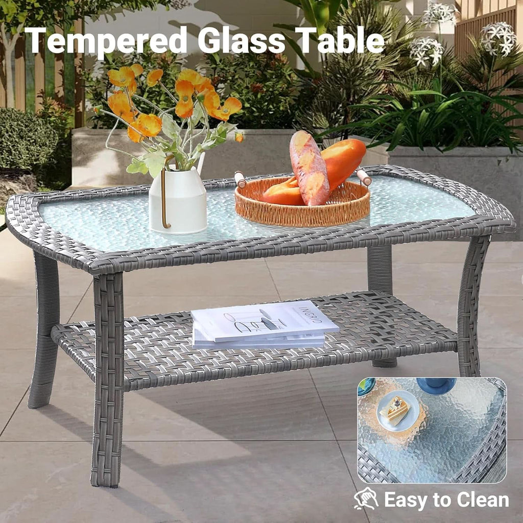 Denim Blue 4 Piece Outdoor Patio Furniture Set Cushions