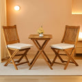 3 Piece Patio Folding Bistro Set With 2 Cushions Acacia Wood Outdoor Furniture For Pool And Garden