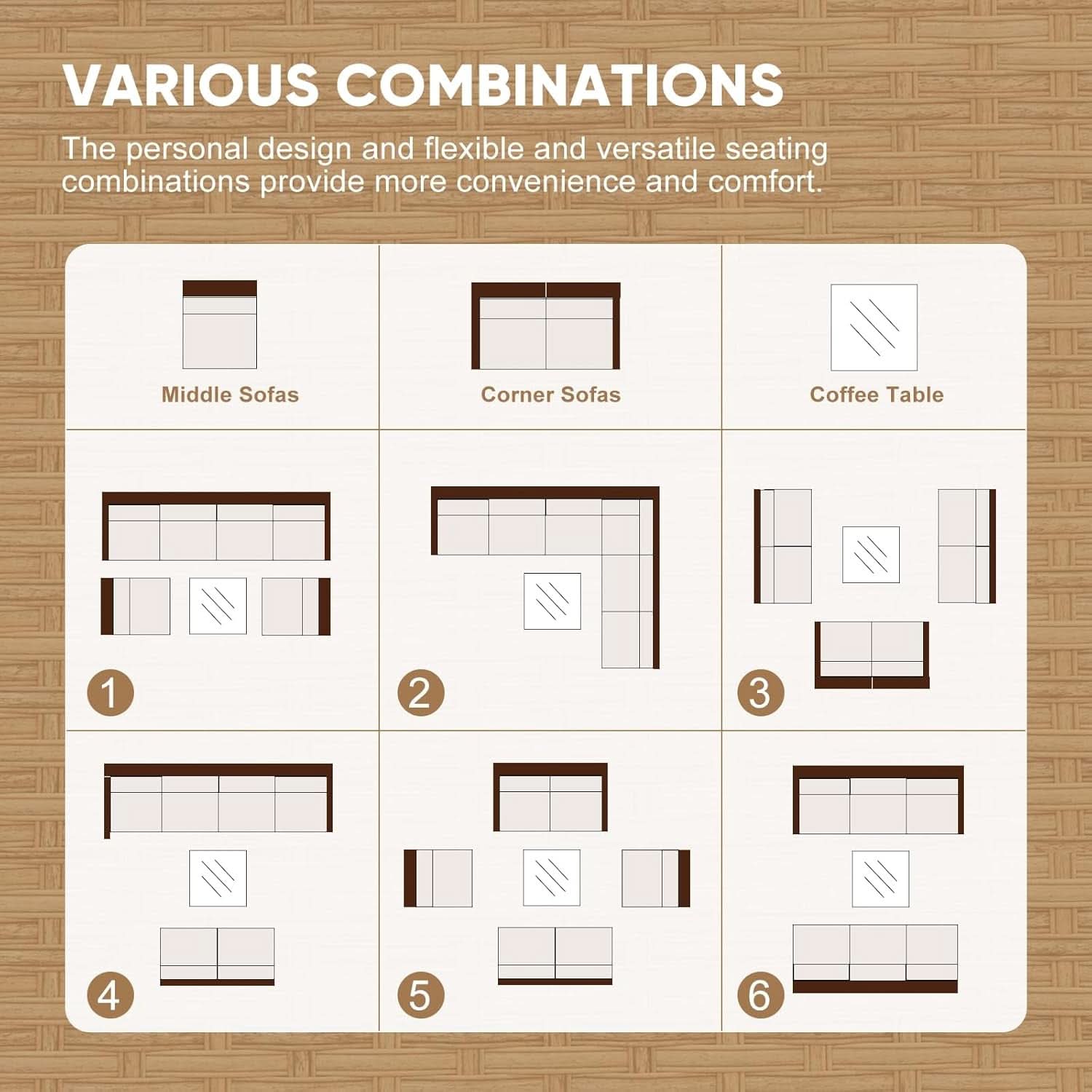 Seven Piece Wicker Patio Furniture Set with Cushions