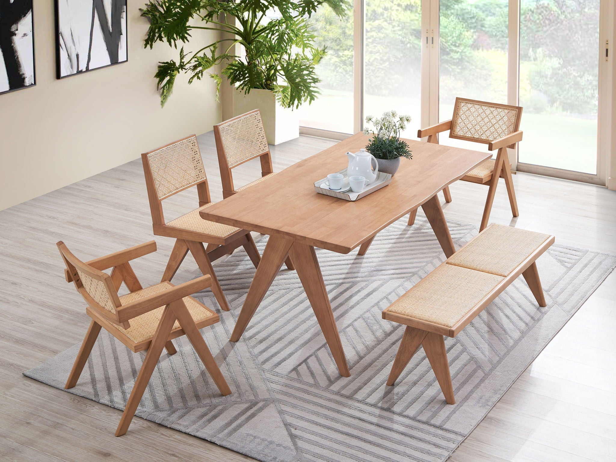 Valentina - 6 Pieces Patio Furniture Set - Rattan / Natural