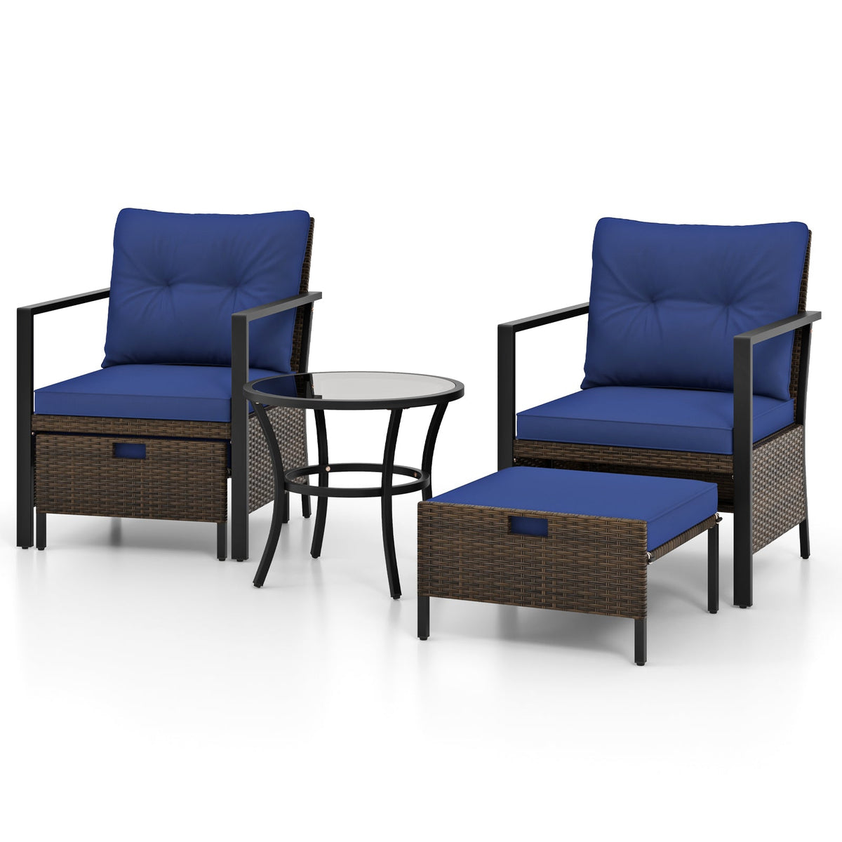 4 Piece Outdoor Furniture Set with Glass Topped Coffee Table