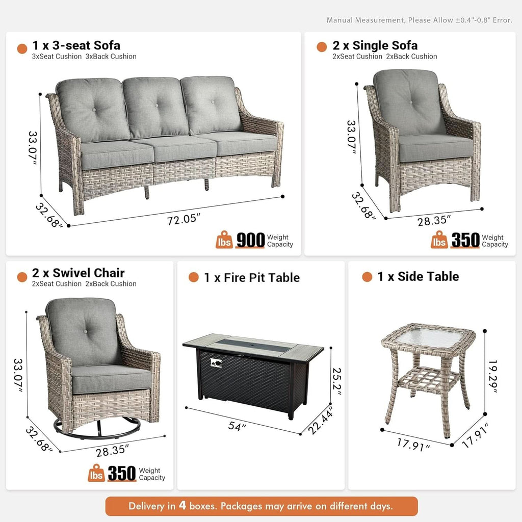 Outdoor Patio Furniture Set with Fire Pit Table