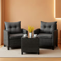3 Piece Patio Furniture Set Outdoor PE Rattan Conversation Set With Washable Cushions And Tempered Glass Table Grey