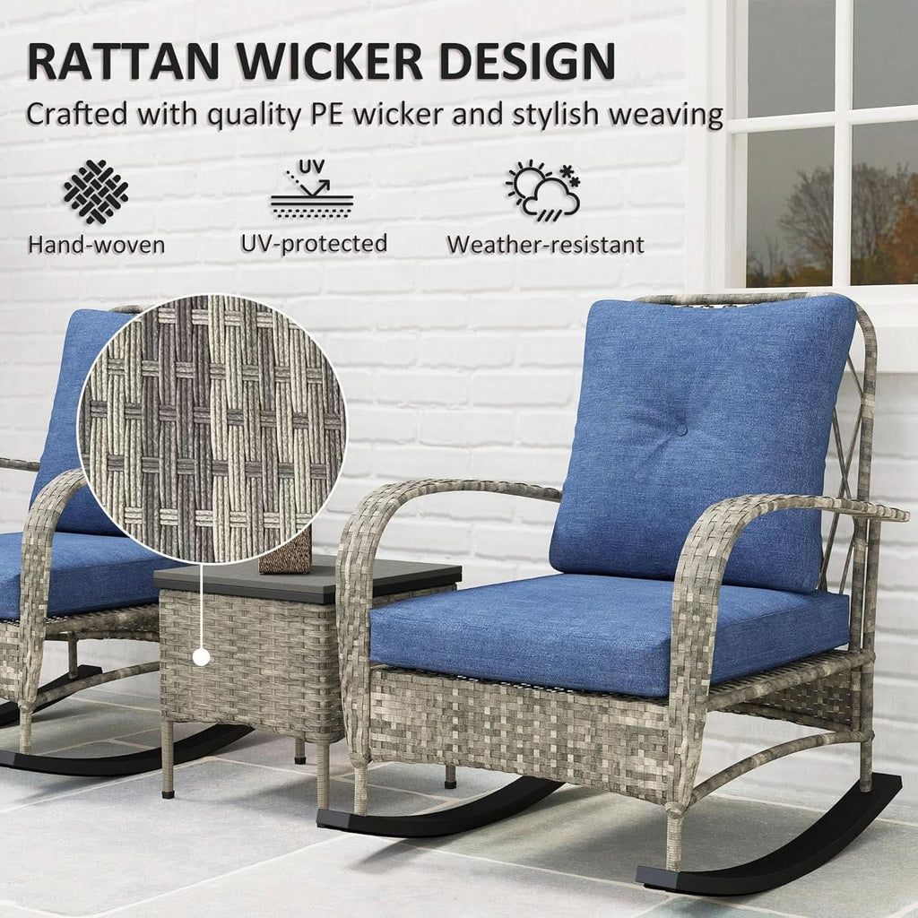 Stylish Three Piece Wicker Patio Furniture Set