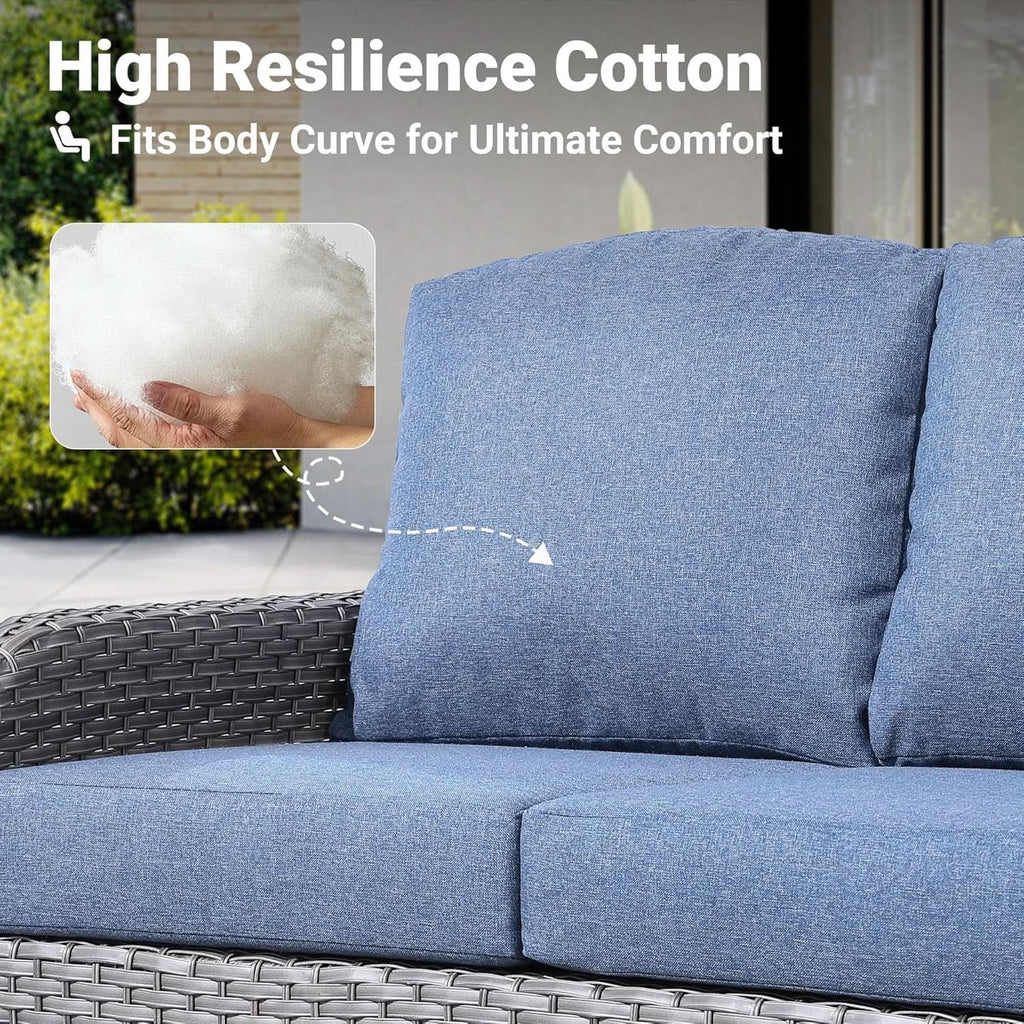Denim Blue 4 Piece Outdoor Patio Furniture Set Cushions