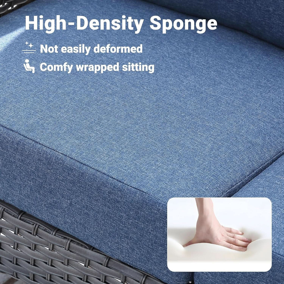 Denim Blue 4 Piece Outdoor Patio Furniture Set Cushions