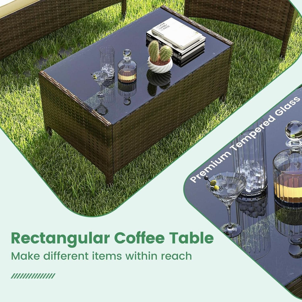 8-Piece Rattan Patio Furniture Set With Cushions