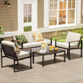 Metal Outdoor Patio Furniture Set 4 Piece With Cushions