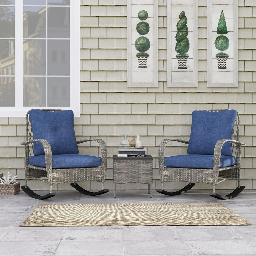 Stylish Three Piece Wicker Patio Furniture Set