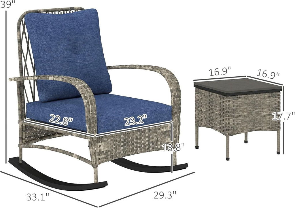 Stylish Three Piece Wicker Patio Furniture Set
