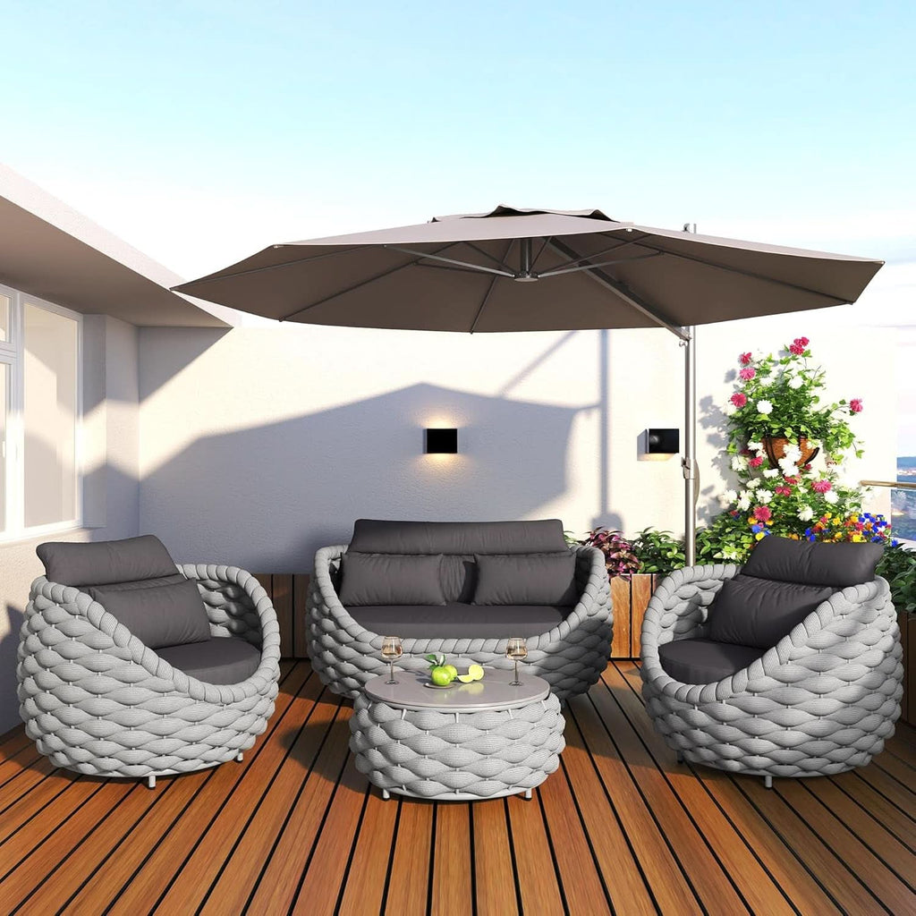 Six Piece Aluminum Patio Furniture Set With Cushions