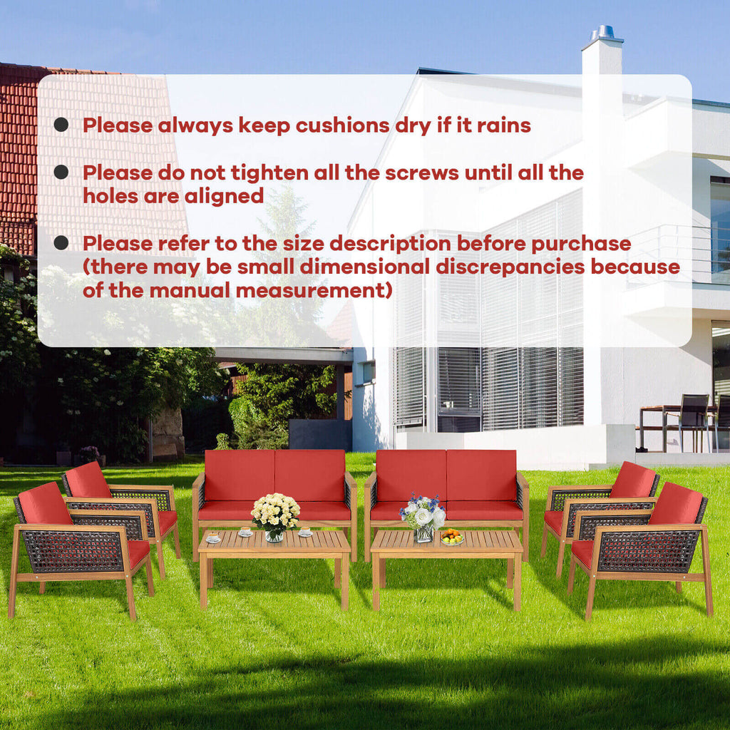 4 Pieces Patio Rattan Furniture Set with Removable Cushions