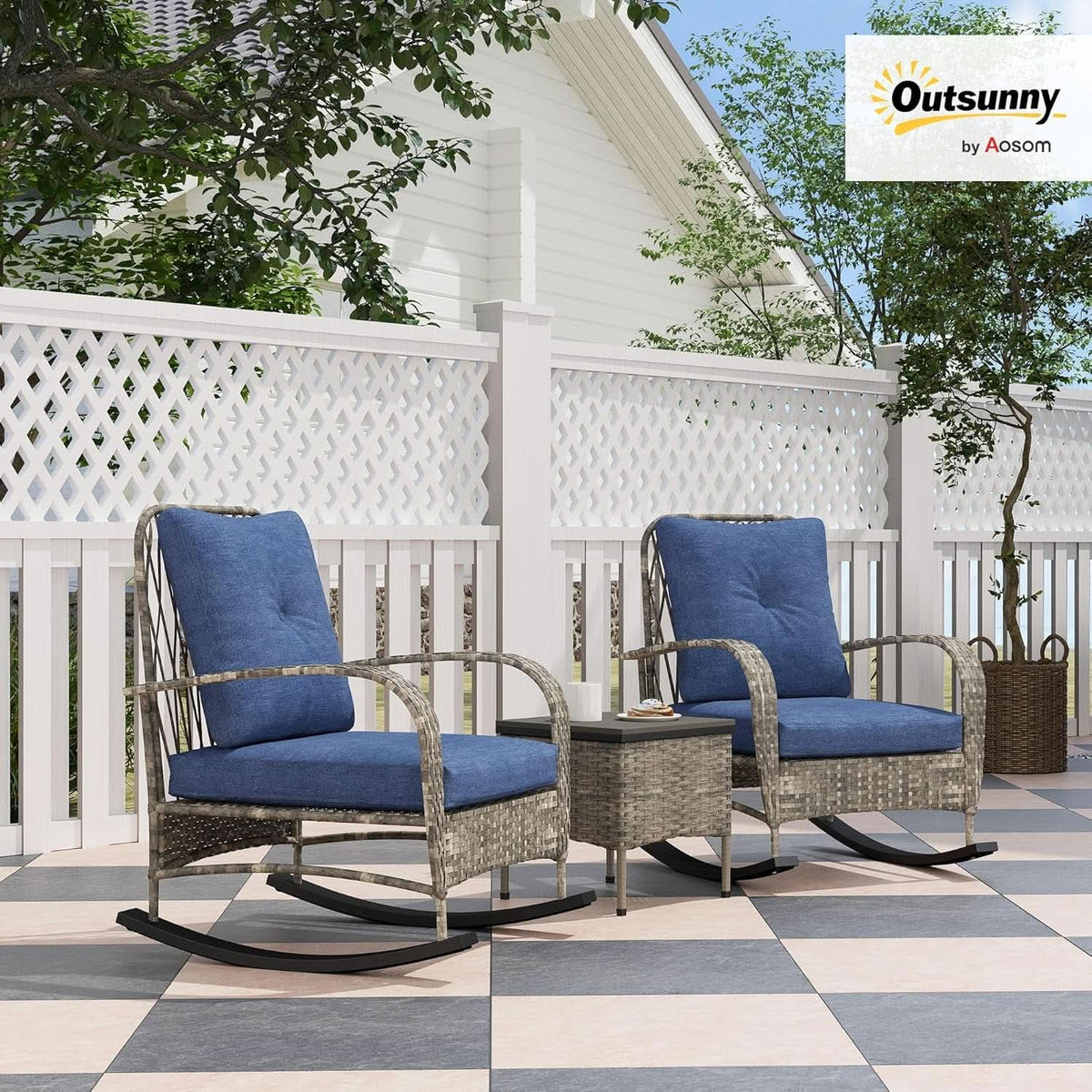 Stylish Three Piece Wicker Patio Furniture Set