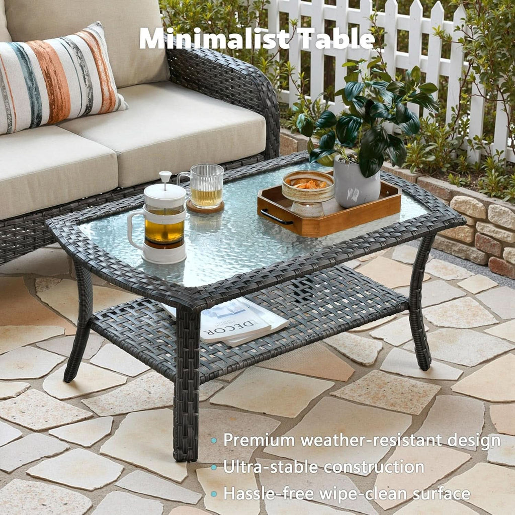 All Weather Wicker Patio Furniture Set with Cushions