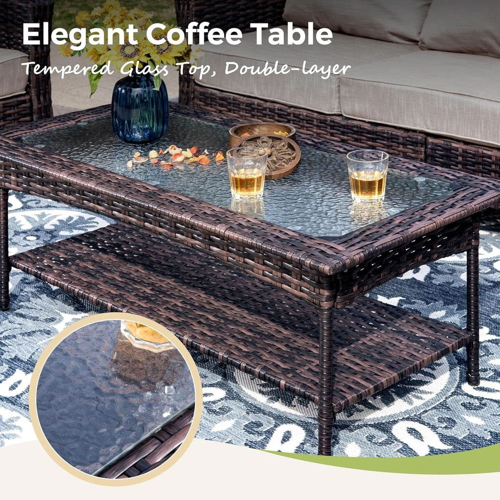Oversized Wicker Patio Furniture Set with Swivel Chairs