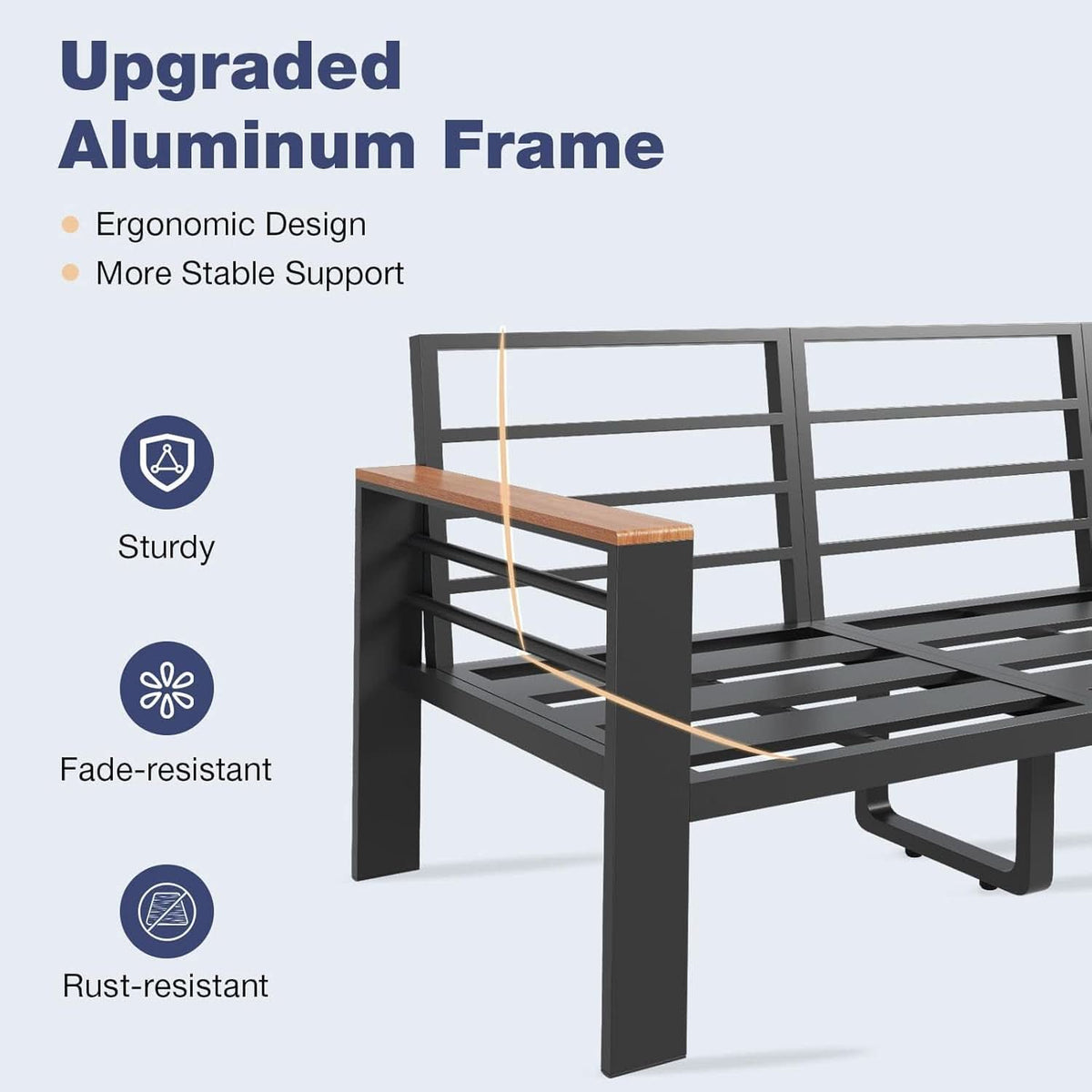 Oversized Aluminum Patio Furniture Set with Thick Cushions