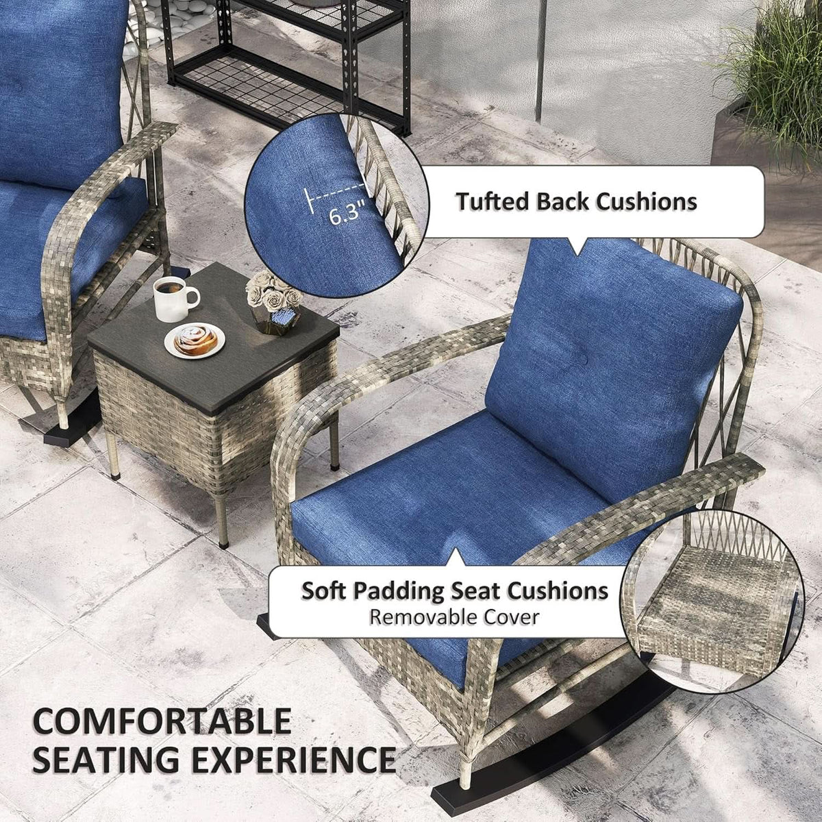 Stylish Three Piece Wicker Patio Furniture Set