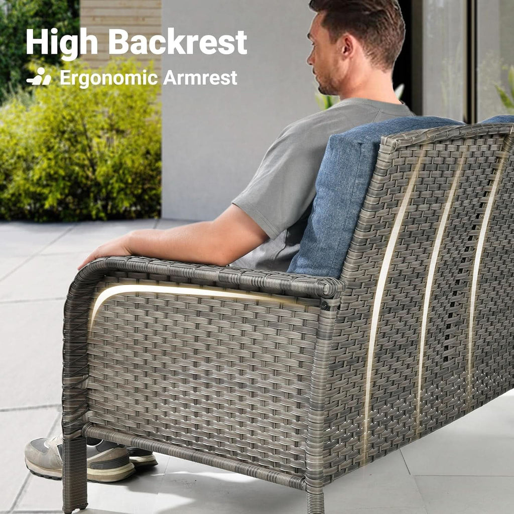 Denim Blue 4 Piece Outdoor Patio Furniture Set Cushions