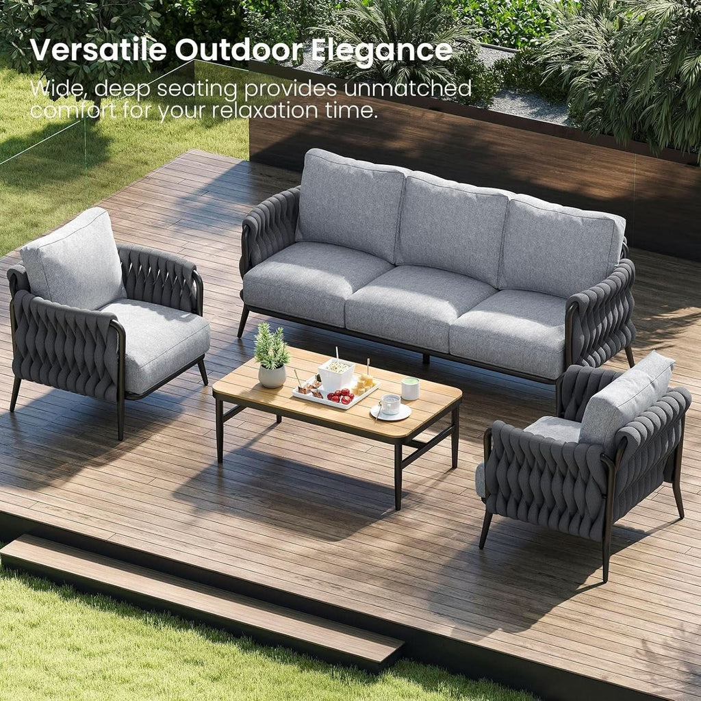 Stylish Outdoor Patio Furniture Set with Waterproof Cushions
