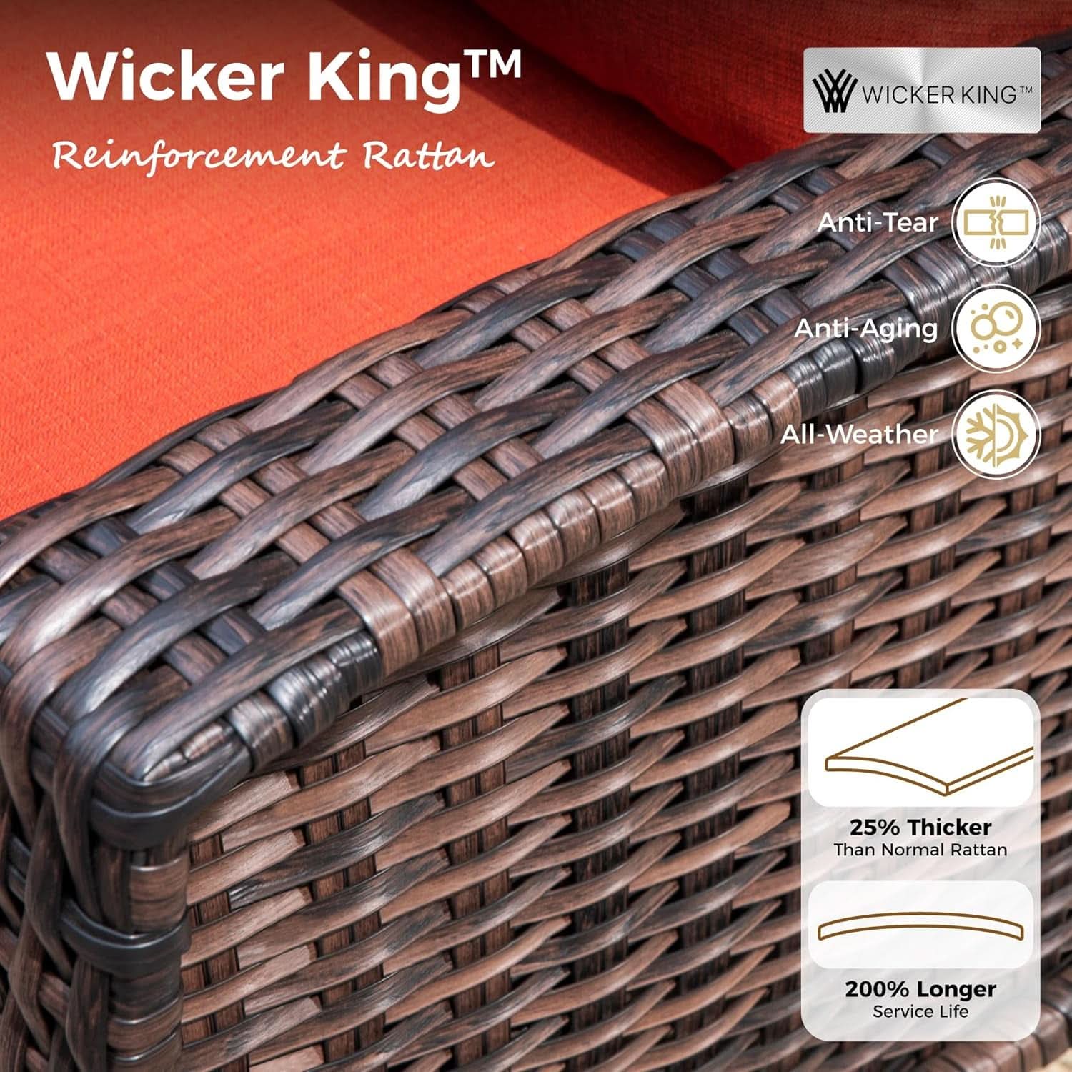 Oversized Wicker Patio Furniture Set with Swivel Chairs
